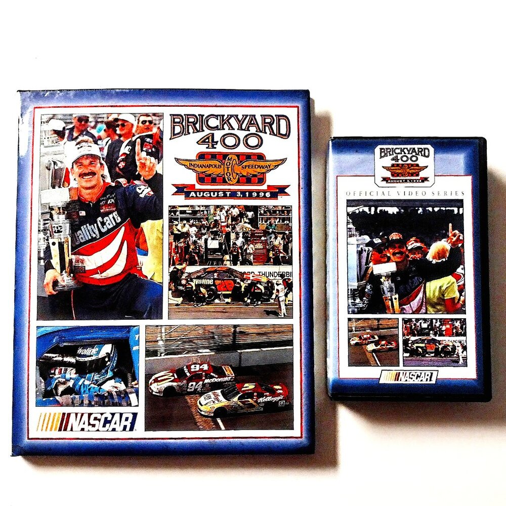 NASCAR 1996 Brickyard 400 Indy Speedway Race Commemorative Book HC/DJ + VHS Tape